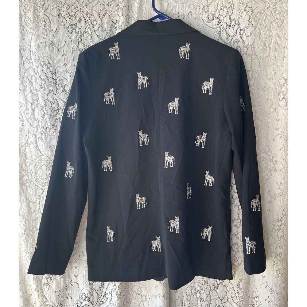 Quacker Factory Black Blazer with All Over Embroidered Zebra Small‎ - Picture 5 of 5